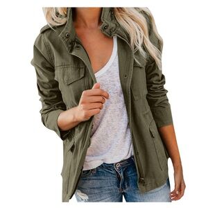 750 urbanology Women's Olive Green Hooded cargo Jacket